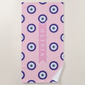 Serviette De Plage Personalized Pink Evil Eye Pattern Gifts With Name (Devant)