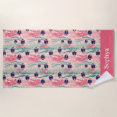 Serviette De Plage Personalized Pink Tropical Fish (Devant)
