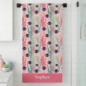 Serviette De Plage Personalized Pink Tropical Fish