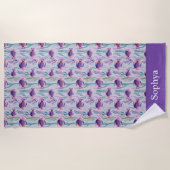 Serviette De Plage Personalized Purple Tropical Fish (Devant)