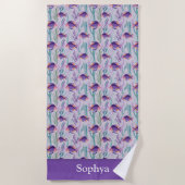 Serviette De Plage Personalized Purple Tropical Fish (Devant)