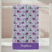 Serviette De Plage Personalized Purple Tropical Fish
