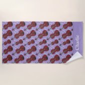 Serviette De Plage Personalized Purple Violin (Devant)