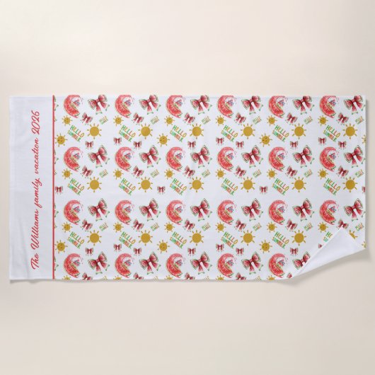 Serviette De Plage Personalized watermelon coquette  (Devant)