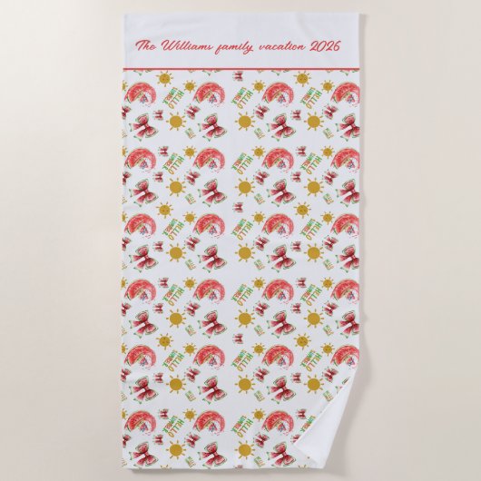 Serviette De Plage Personalized watermelon coquette  (Devant)
