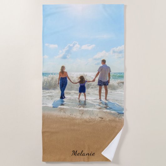 Serviette De Plage Personalized Your Photo Beach Towel Custom Name (Devant)
