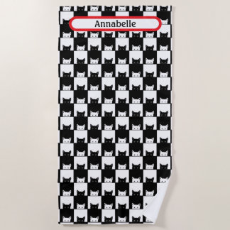 Serviette de plage personnalisable chats rétro noi
