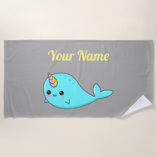 Serviette de plage personnalisable de Kawaii (Devant)