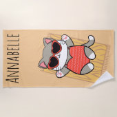 Serviette de plage personnalisable Kitty Rouge (Devant)
