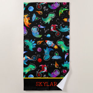 Serviette De Plage Personnalisation de l'espace d'aquarelle des astro