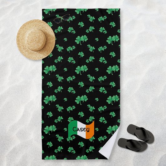 Serviette De Plage Personnalisation des Shamrocks du pavillon irlanda
