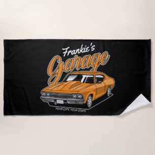 Serviette De Plage Personnalisé 1968 396 Classic Muscle Garage de voi