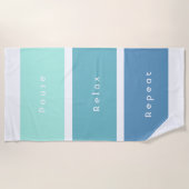 Serviette De Plage Personnalisé 3 mots Message personnalisé Vert bleu (Devant)