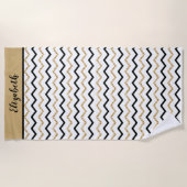 Serviette De Plage Personnalisé Black Gold Blanc Chevron Zig Zag (Devant)