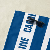 Serviette De Plage Personnalisé Blanc foncé Nautique Bleu Motif (En situation)