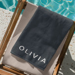Serviette De Plage Personnalisé Bleu Charbon Personnalisé<br><div class="desc">Faites une déclaration à la plage ou à la piscine avec cette serviette de plage personnalisée bleu charbon de bois. Dotée d'une élégante couleur bleue fusain et d'un tissu doux et absorbant, cette serviette allie style et fonctionnalité. Parfait pour se prélasser au soleil, se sécher après une baignade ou se...</div>
