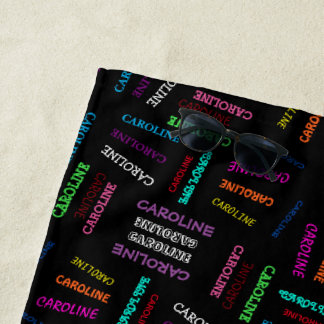 Serviette De Plage Personnalisé bleu rose vert orange pourpre Noms no