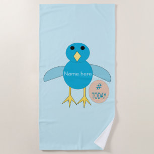 Serviette De Plage Personnalisé Blue Birthday Boy Chick Beach Serviet