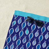 Serviette De Plage Personnalisé Christian Ichthys Jesus Fish Navy (En situation)