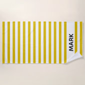 Serviette De Plage Personnalisé Jaune Et Blanc (Devant)