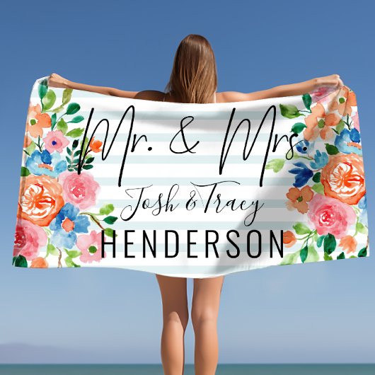 Serviette De Plage Personnalisé M. et Mme.