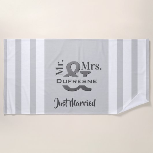 Serviette De Plage Personnalisé "M. & Mme" Marié/Anniversaire (Devant)