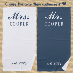 Serviette De Plage Personnalisé Mr&Mrs Honeymoon Cadeau Cadeau Newlyw