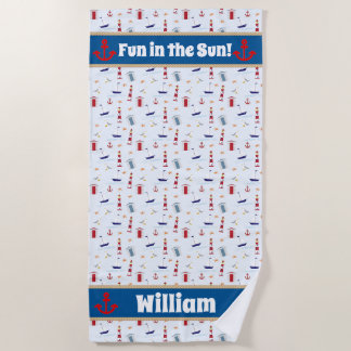 Serviette De Plage Personnalisé Nautical Boy