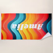 Serviette De Plage Personnalisé Rainbow Wavy (Devant)