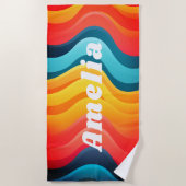 Serviette De Plage Personnalisé Rainbow Wavy (Devant)