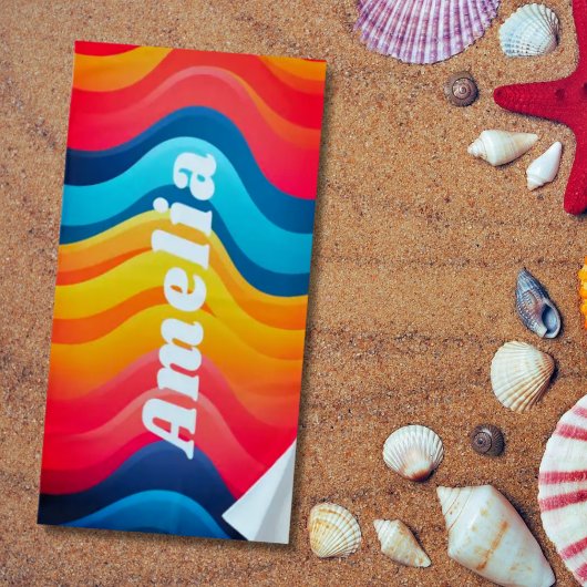 Serviette De Plage Personnalisé Rainbow Wavy