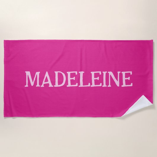 Serviette De Plage Personnalisé rose vif (Devant)