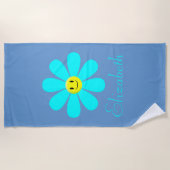 Serviette de plage personnalisée à fleurs Aqua Hap (Devant)
