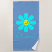 Serviette de plage personnalisée à fleurs Aqua Hap (Devant)