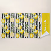 Serviette de plage personnalisée au citron (Devant)