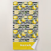 Serviette de plage personnalisée au citron (Devant)