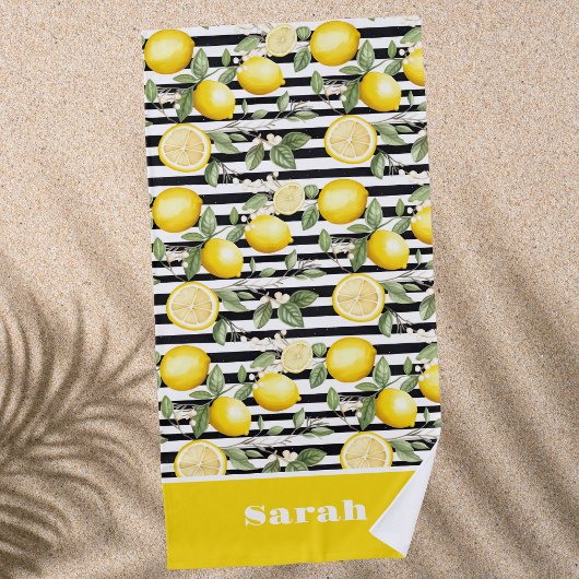 Serviette de plage personnalisée au citron
