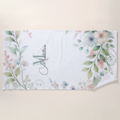 Serviette de plage personnalisée avec fleurs sauva (Devant)