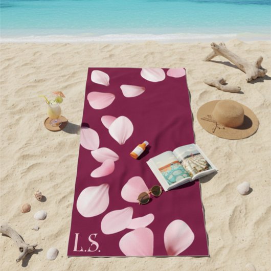 Serviette de plage personnalisée avec monogramme e