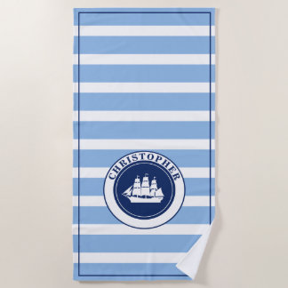 Serviette de plage personnalisée avec navire à voi