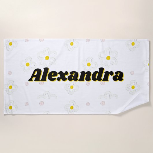 Serviette de plage personnalisée avec nom Daisy, e (Devant)