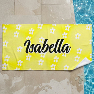 Serviette de plage personnalisée avec nom Daisy, e