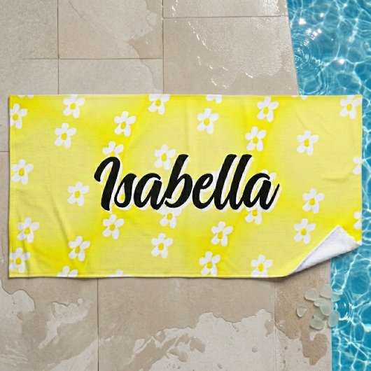 Serviette de plage personnalisée avec nom Daisy, e
