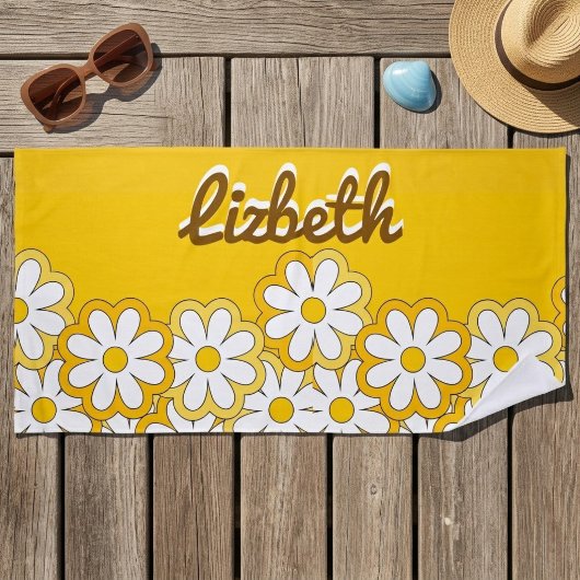 Serviette de plage personnalisée avec nom Daisy, e
