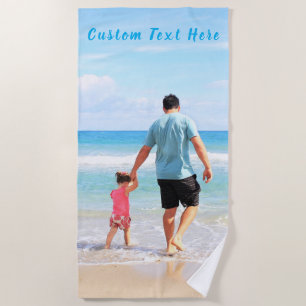 Serviette de plage personnalisée avec photo et tex