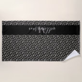 Serviette de plage personnalisée B&W Polka Dot Bea (Devant)