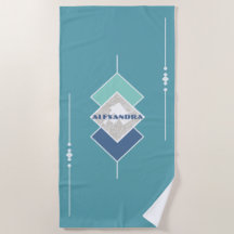 Serviette de plage personnalisée bleue