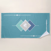 Serviette de plage personnalisée bleue (Devant)