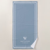Serviette de plage personnalisée bleue (Devant)