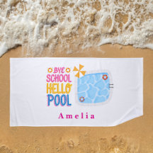 Serviette de plage personnalisée Bye School Hello